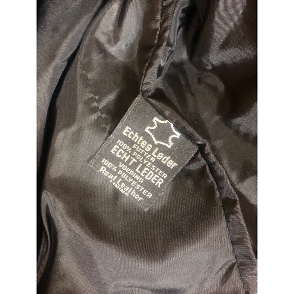 Vintage Echtes Leder Leather Moto Fringe Jacket w/ Red Roses Sz Small - Picture 7 of 7